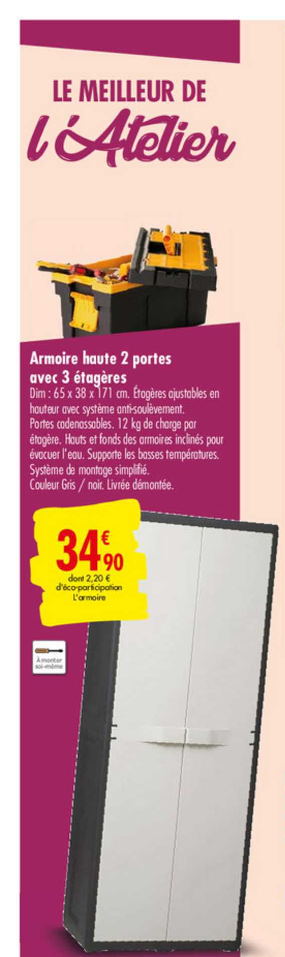 Armoire Haute 2 Portes Avec 3 étagères