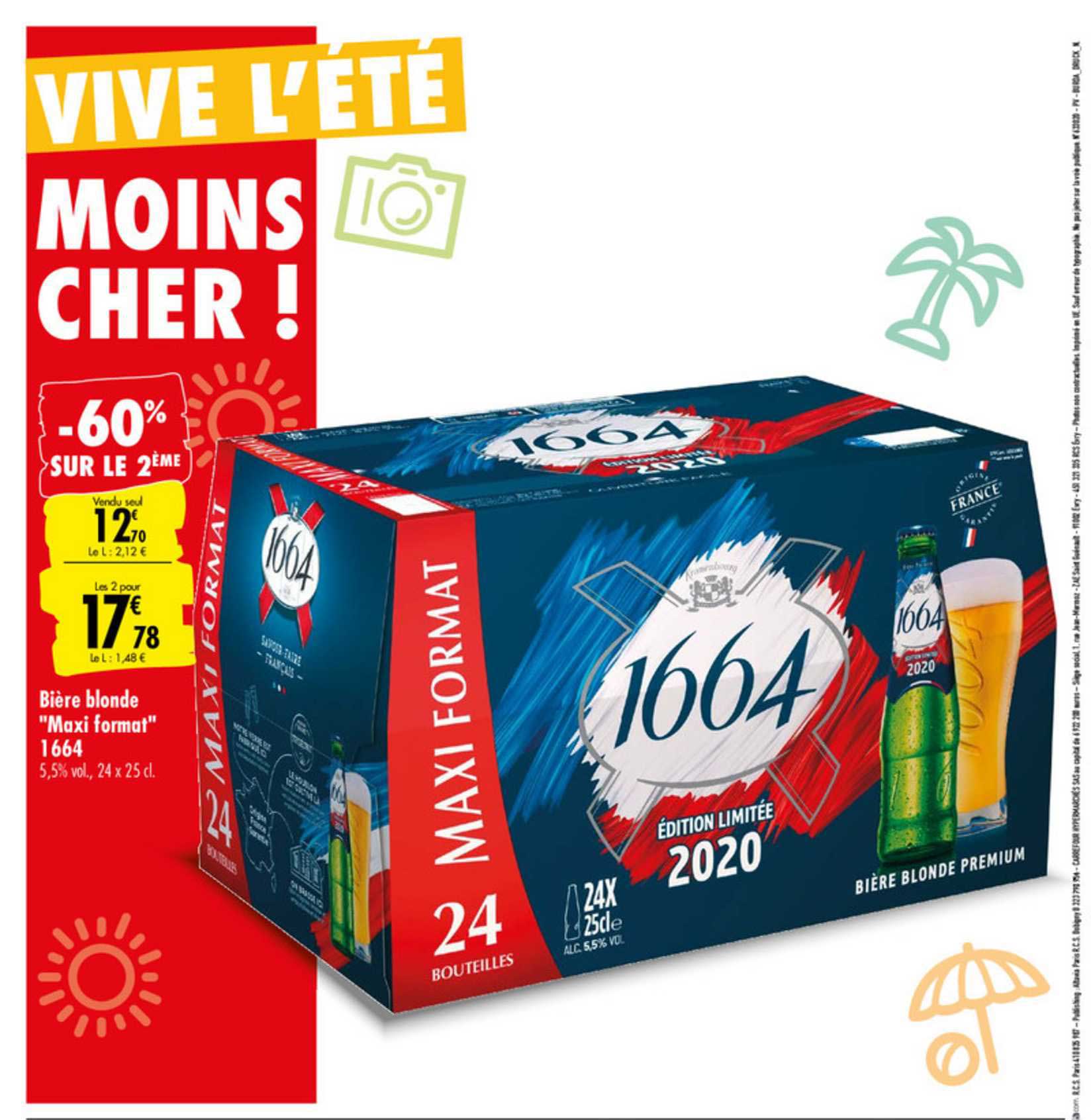 bière blonde maxi format 1664 -60% sur le 2ème