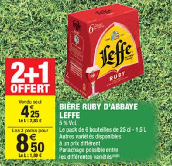 Bière Ruby D'abbaye Leffe 2+1 Offert