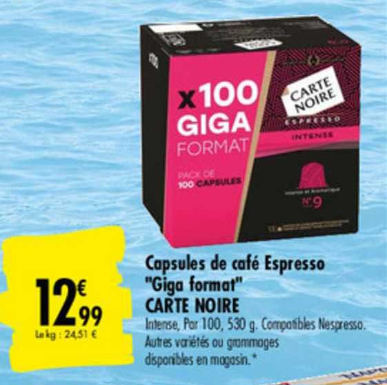 capsules de café espresso giga format carte noire