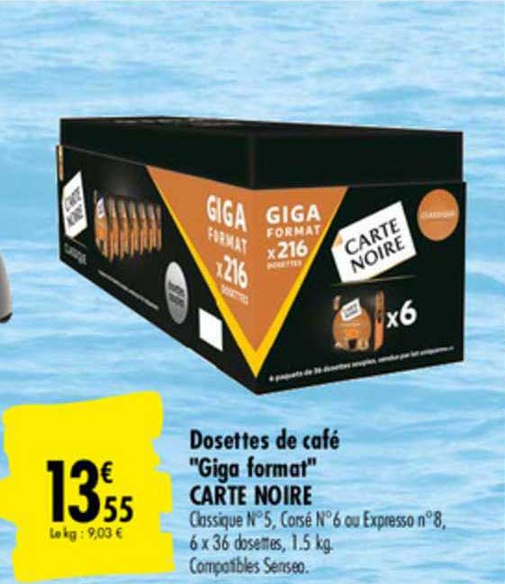 dosettes de café giga format carte noire