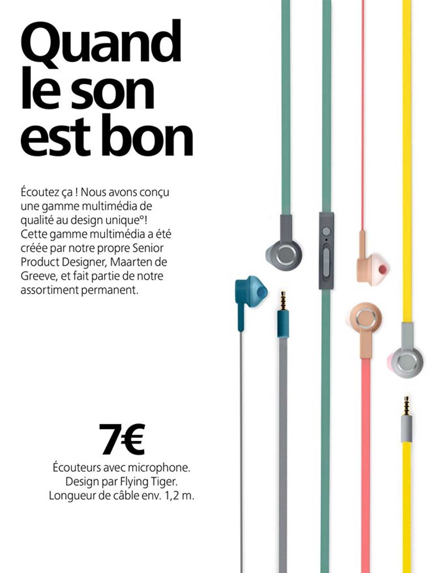 écouteurs avec microphone longueur de câble env. 1.2 m