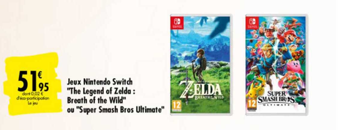 jeux nintendo switch the legend of zelda breath of the wild ou super smash bros ultimate