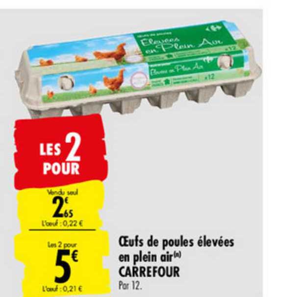 oeufs de poules élevées en plein air carrefour