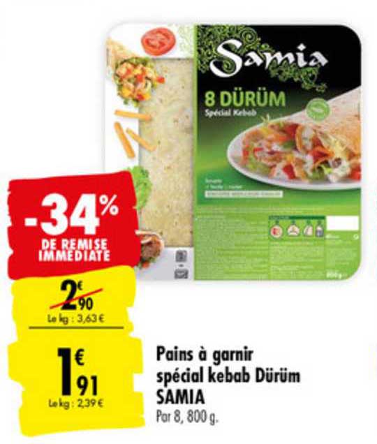 pains à garnir spécial kebab dürüm samia -34% de remise immédiate