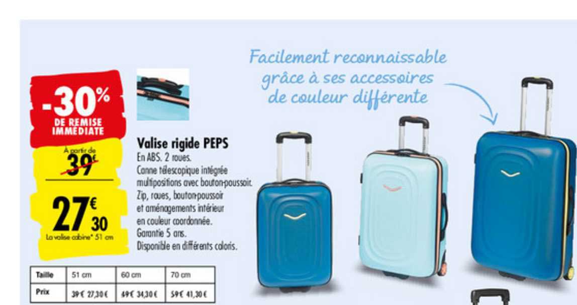 valise rigide peps -30% de remise immédiate