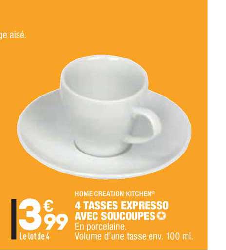 4 tasses expresso avec soucoupes home creation kitchen
