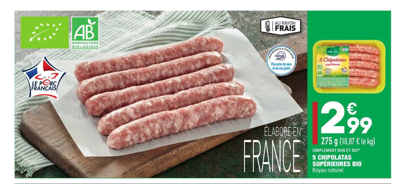 5 Chipolatas Supérieures Bio Simplement Bon Et Bio