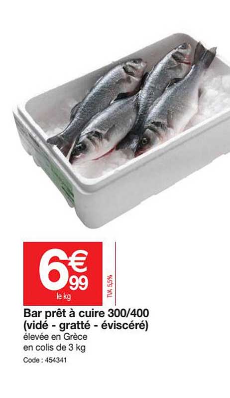 bar prêt à cuire 300-400 (vidé - gratté - éviscéré)