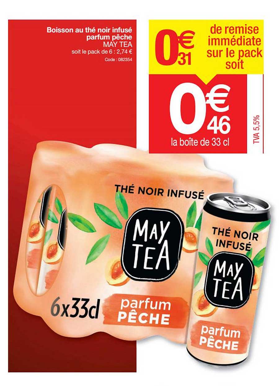 boisson au thé noir infusé parfum pêche may tea