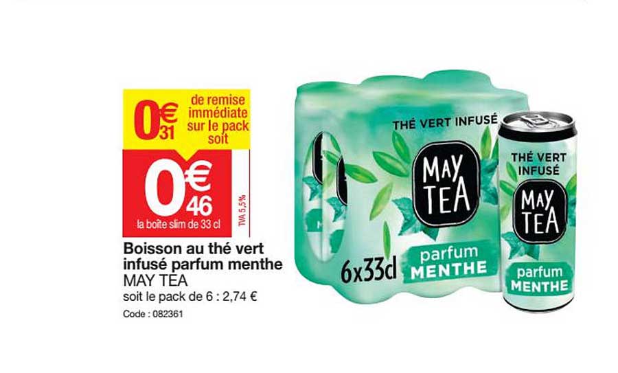 boisson au thé vert infusé parfum menthe may tea