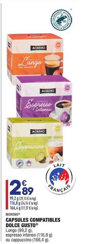 capsules compatibles dolce gusto moreno