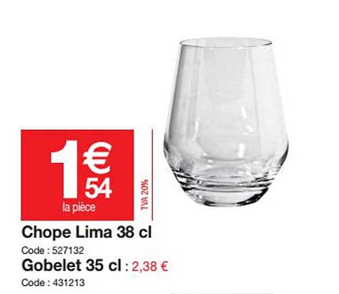 chope lima 38 cl, gobelet 38 cl