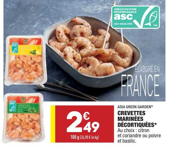 crevettes marinées décortiquées asia green garden