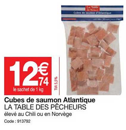 cubes de saumon atlantique la table des pêcheurs