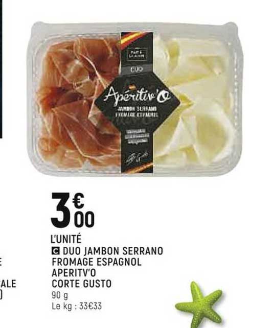 duo jambon serrano fromage espagnol aperitiv'o  corte gusto