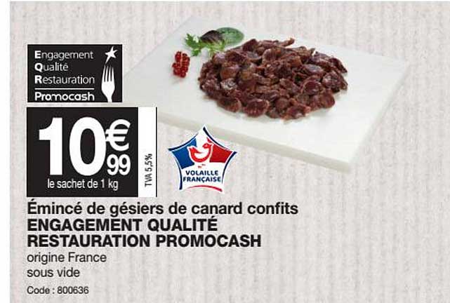 émincé De Gésiers De Canard Confits Engagement Qualité Restauration Promocash
