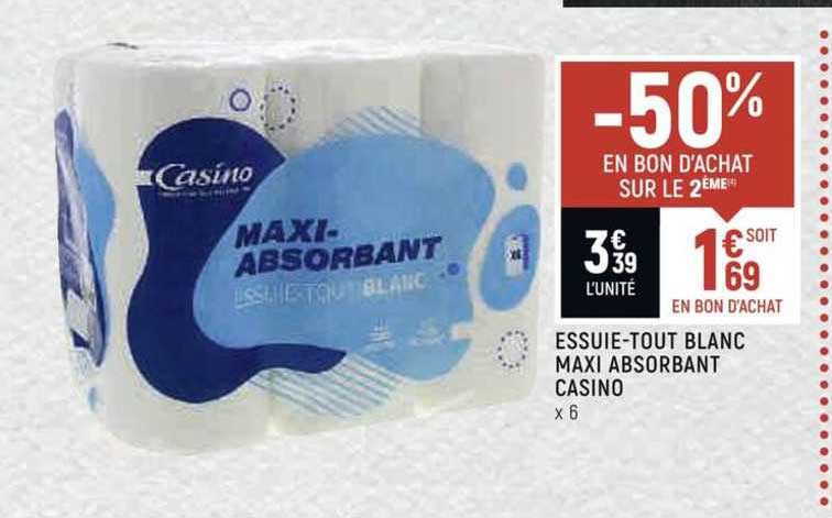 essuie-tout blanc maxi absorbant casino
