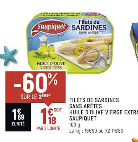 filets de sardines sans arêtes huile d'olive vierge extra saupiquet
