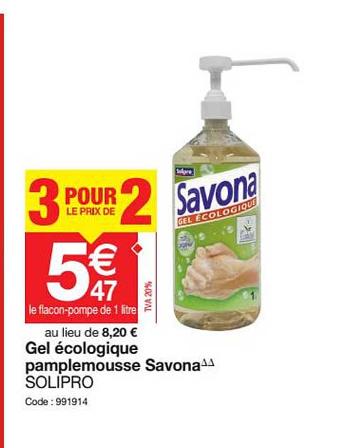 Gel écologique Pamplemousse Savona Solipro