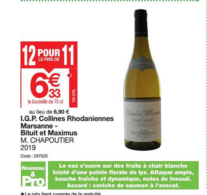 i.g.p. collines rhodaniennes marsanne - bituit et maximus m. chapoutier 2019