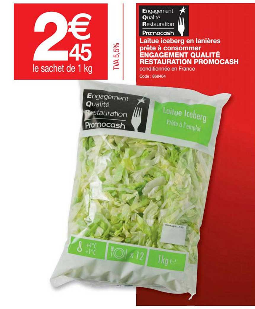 laitue iceberg en lanières prête à consommer engagement qualité restauration promocash