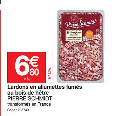 lardons en allumettes fumés au bois de hêtre pierre schmidt