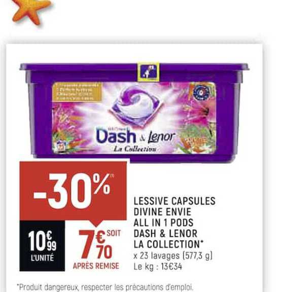 lessive capsules divine envie all in 1 pods dash & lenor la collection