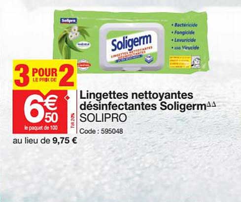 lingettes nettoyantes désinfectantes soligerm solipro