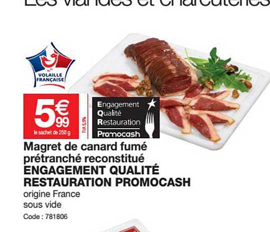 magret de canard fumé prétranché reconstitué engagement qualité restauration promocash