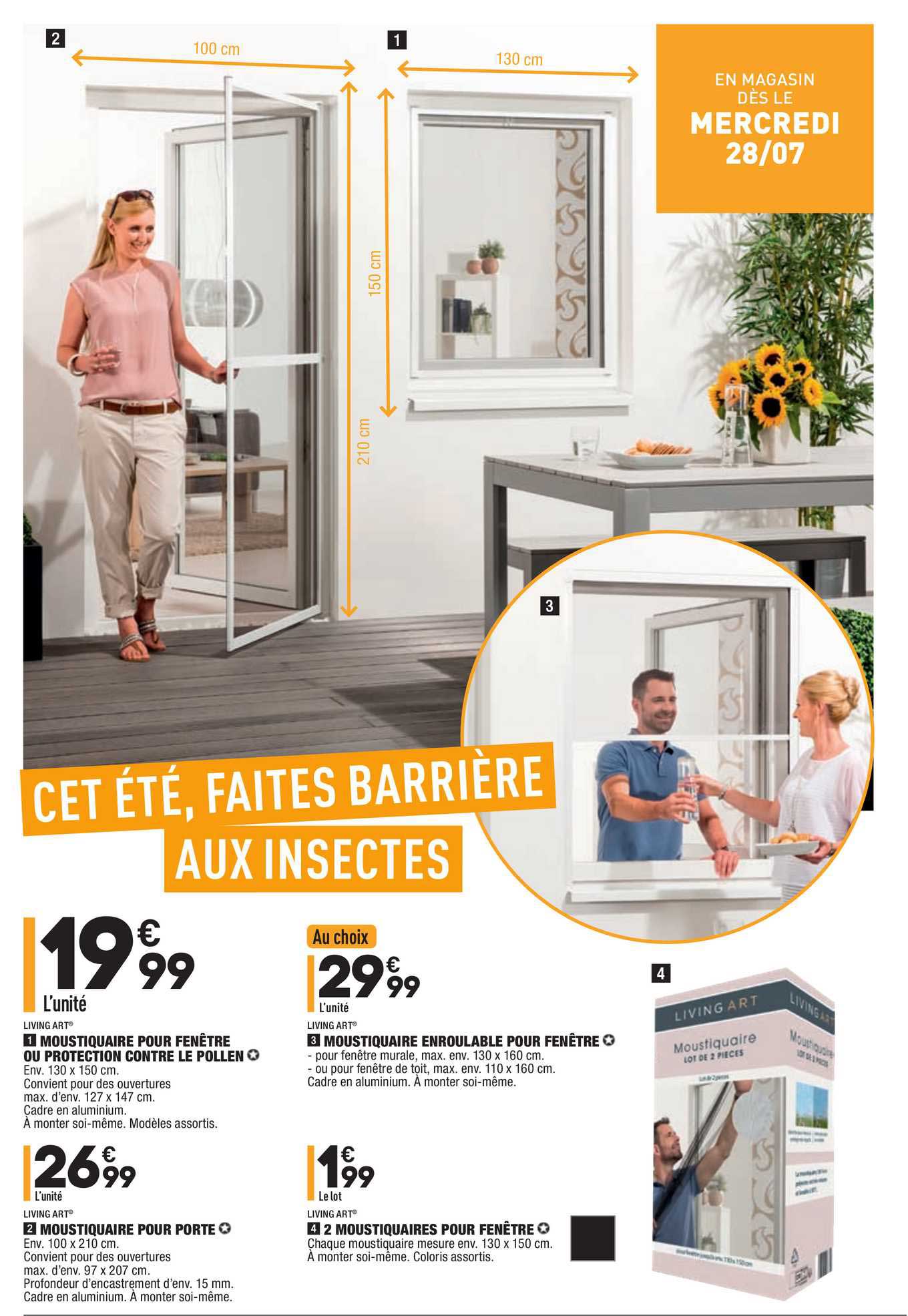 Moustiquaire Pour Fenêtre Ou Protection Pour Le Pollen Living Art, Moustiquaire Enroulable Pour Fenêtre, Moustiquaire Pour Porte, 2 Moustiquaires Pour Fenêtre