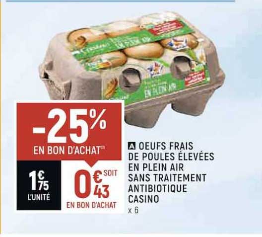 oeufs frais de poules élevées en plein air sans traitement antibiotique casino