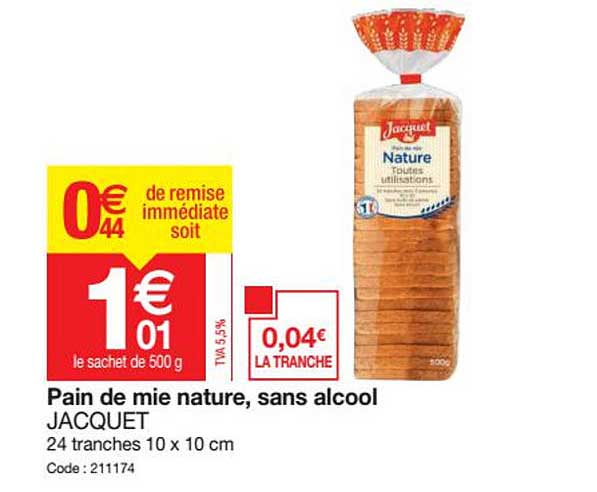 Pain De Mie Nature, Sans Alcool Jacquet
