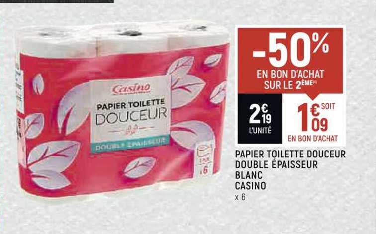 Papier Toilette Douceur Double épaisseur Blanc Casino