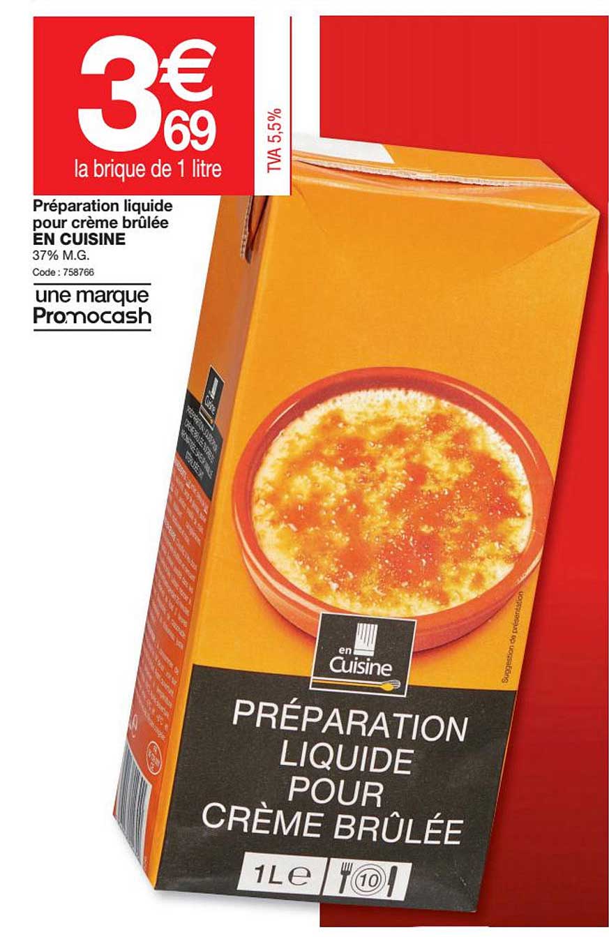 préparation liquide pour crème brûlée en cuisine