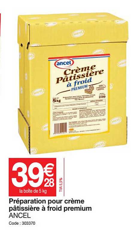 préparation pour crème pâtissière à froid premium ancel