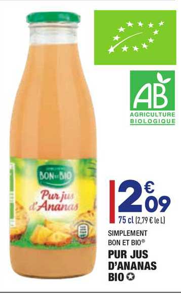 pur jus d'ananas bio simplement bon et bio