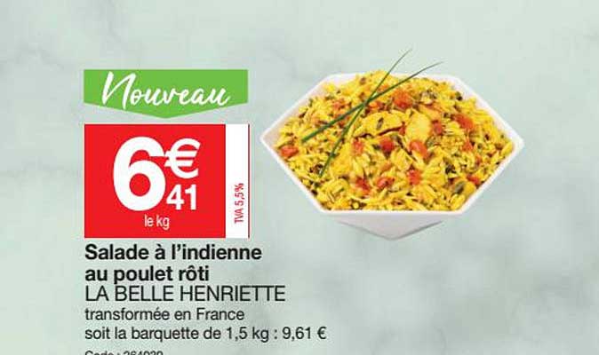 salade à l'indienne au poulet rôti la belle henriette