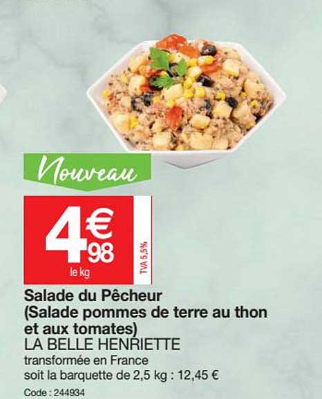 salade du pêcheur (salade pommes de terre au thon et aux tomates) la belle henriette