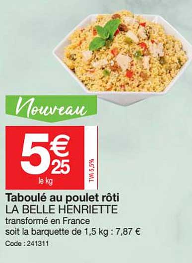 taboulé au poulet rôti la belle henriette