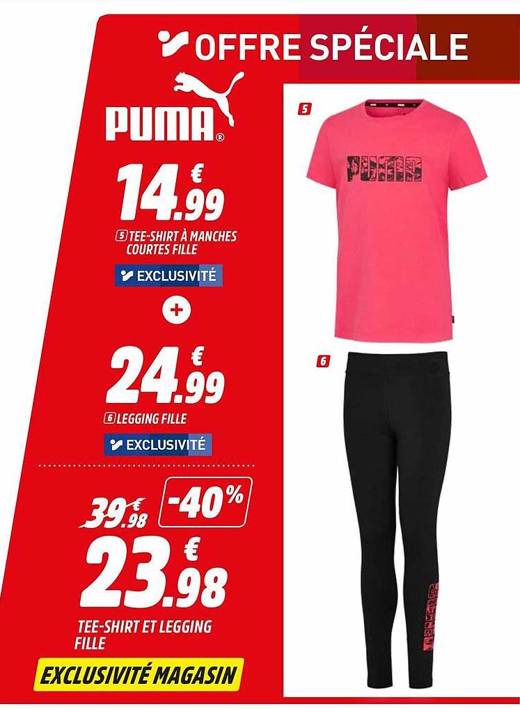 Tee-shirt à Manches Courtes Fille, Legging Fille, Tee-shirt Et Legging Fille Puma