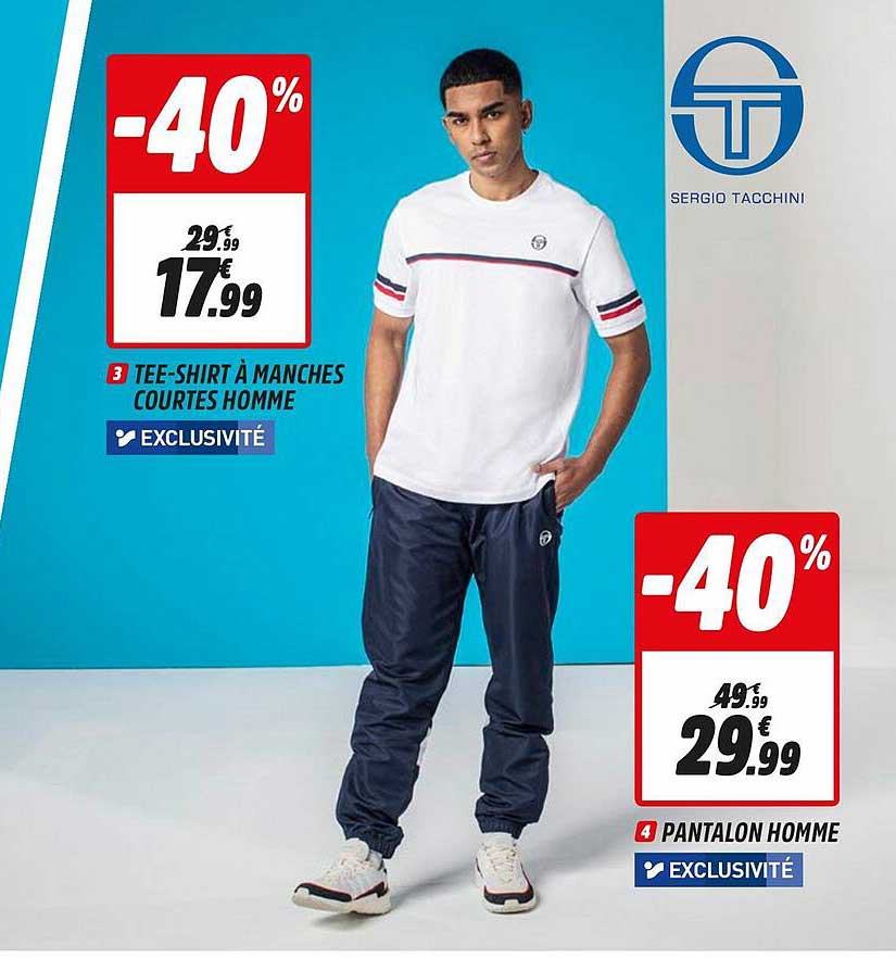 tee-shirt à manches courtes homme, pantalon homme sergio tacchini