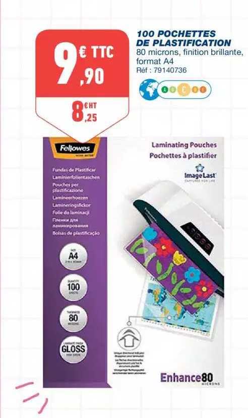 100 pochettes de plastification