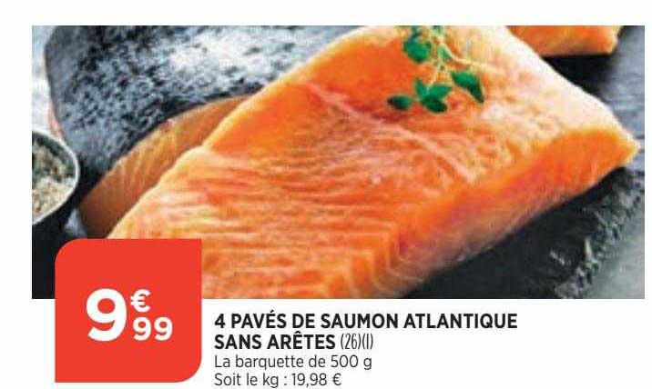 4 pavés de saumon atlantique sans arêtes