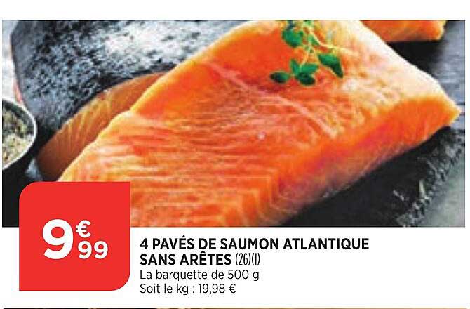 4 pavés de saumon atlantique sans arêtes