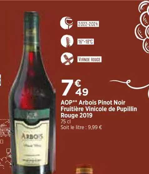 aop arbois pinot noir fruitière vinicole de pupillin rouge 2019