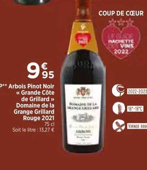 arbois pinot noir «grande côte de grillard» domaine de la grange grillard rouge 2021