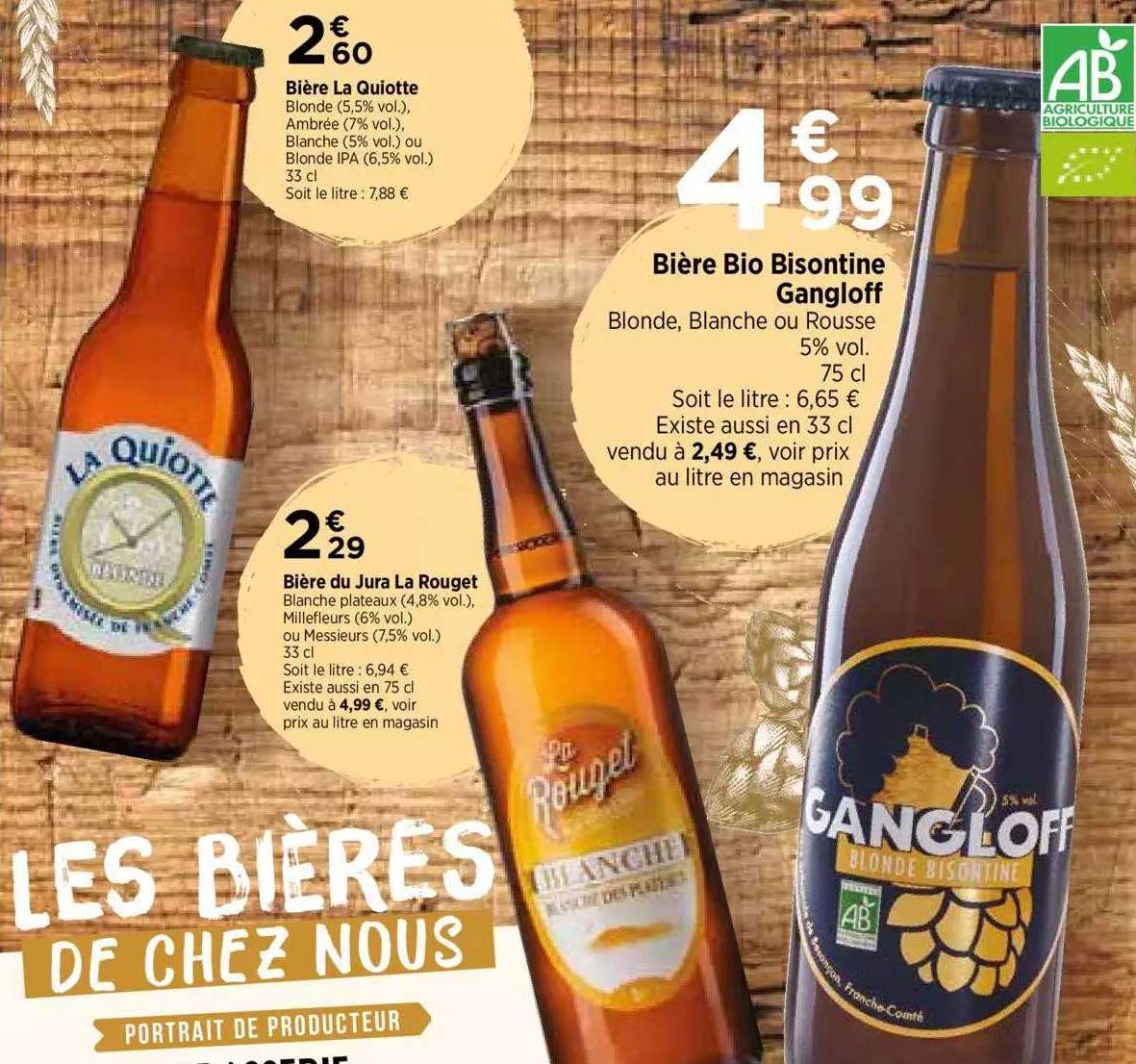 Bière La Quiotte, Bière Bio Bisontine Gangloff, Bière Du Jura La Rouget