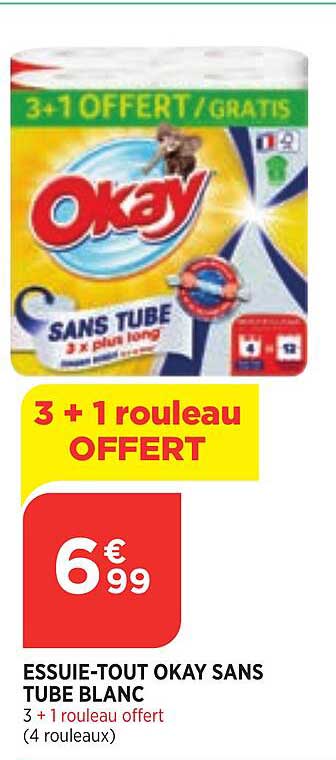 essuie-tout okay sans tube blanc