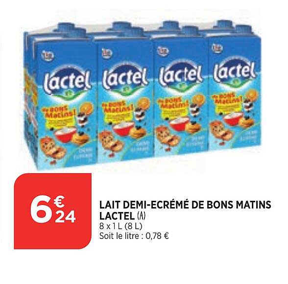 lait demi-écrémé de bons matins lactel